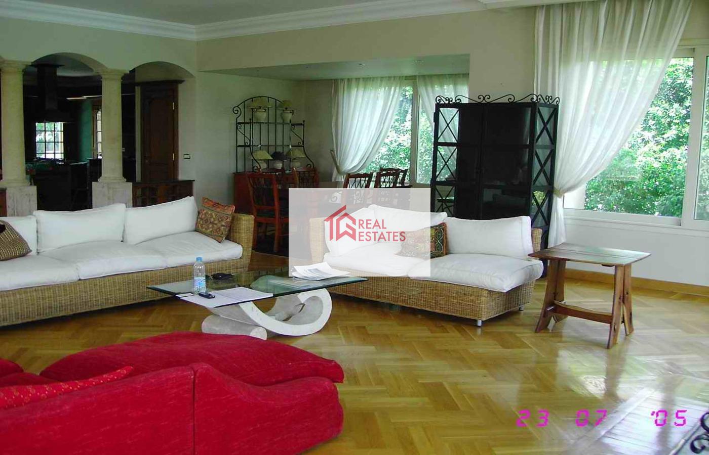 Semi-furnished independent standalone villa for rent in Katameya Heights New Cairo Egypt