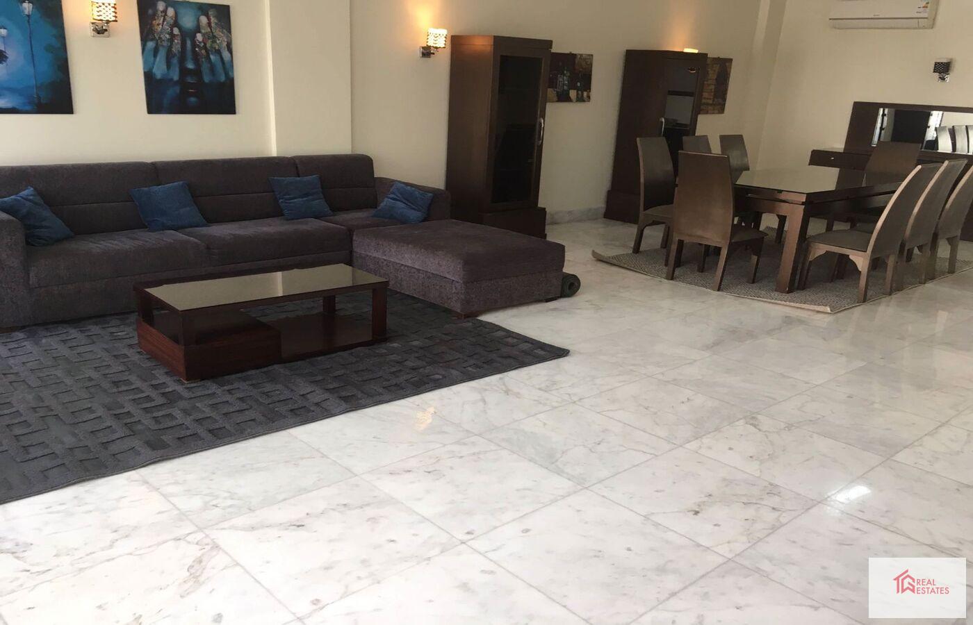 Stunning three bedrooms three bathrooms maadi royal garden market price shared swimming pool garden gym parking security maadi Sarayate