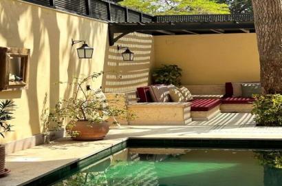 Ground floor, 4 bedrooms, 4 bathrooms, 1 master, private entrance, private swimming pool, furnished, new furniture hay el maadi cairo egypt